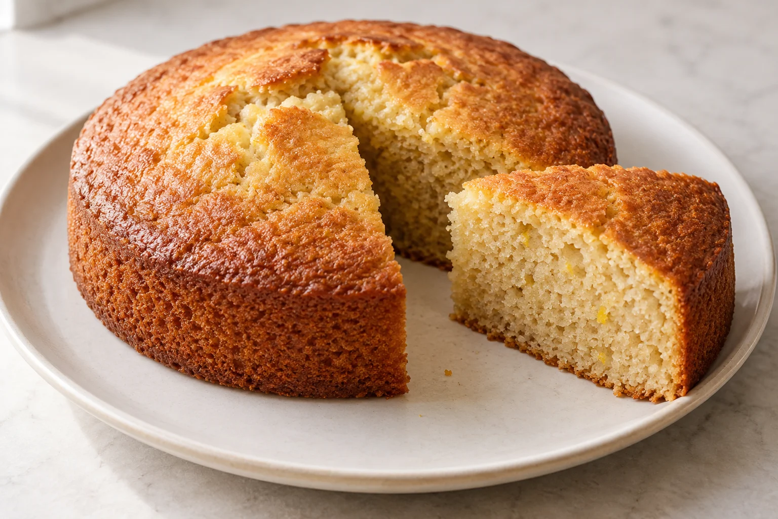 AI-generated illustration of lemon yogurt & olive-oil cake; not a photograph of a kitchen-tested dish